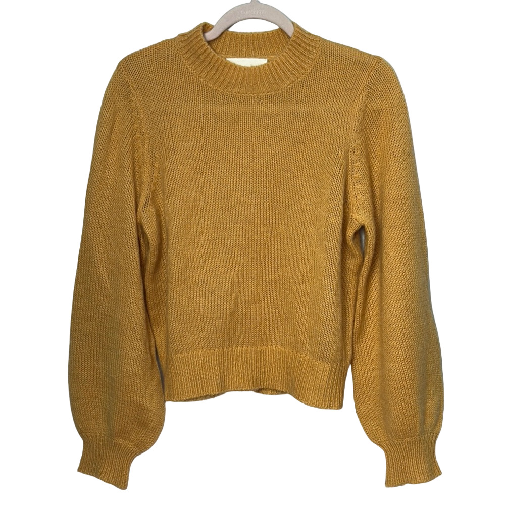 ROLLA'S Yellow Crew Neck Sweater with Cropped Balloon Sleeves
